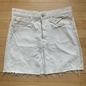 White denim mini skirt